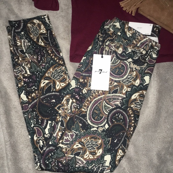 NWT 7 For All Mankind Women’s Ankle Super Skinny Stretch Paisley Print Pant - Picture 11 of 11